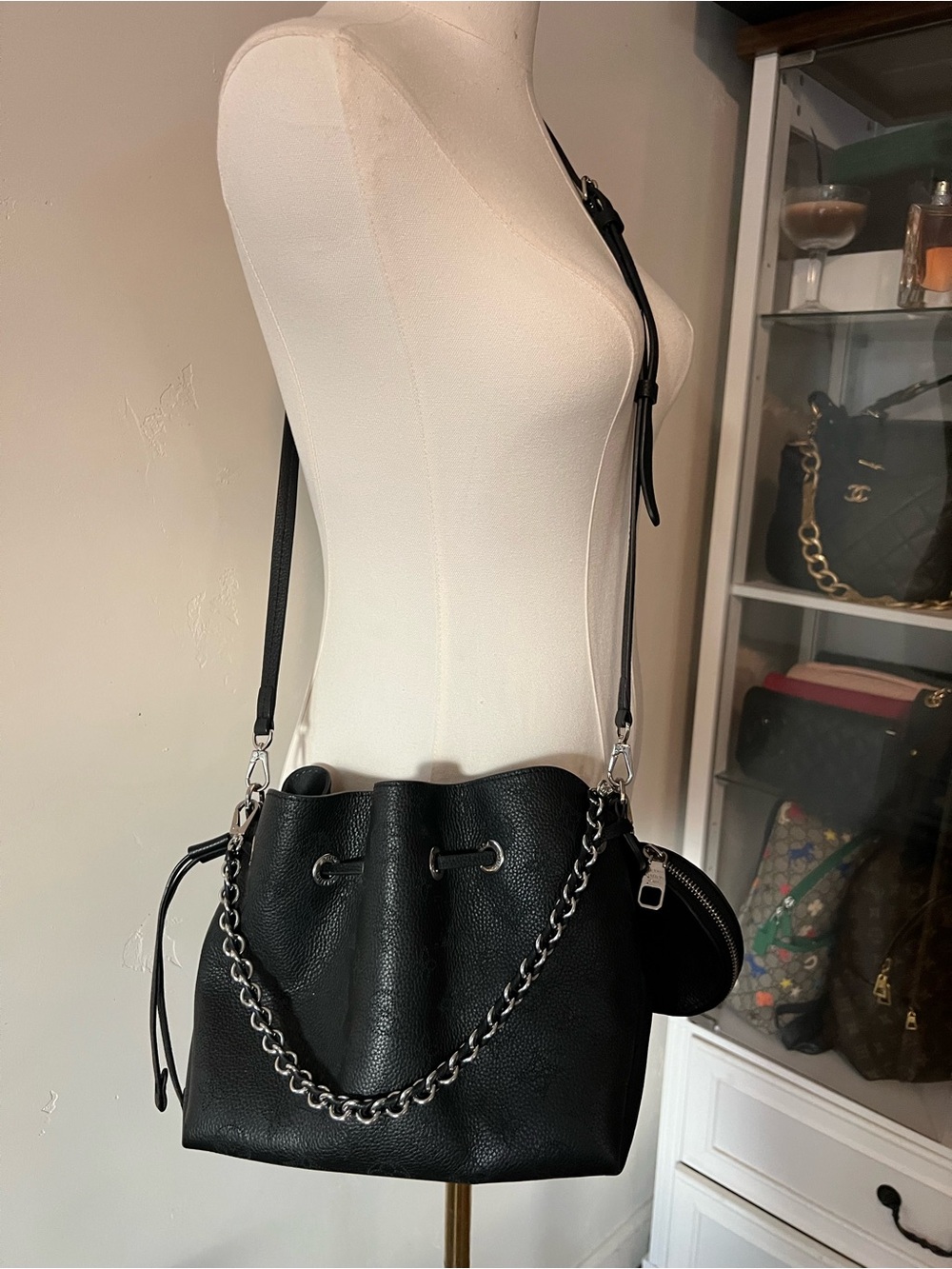 Louis Vuitton Bella Mahina Bucket Bag with Chain